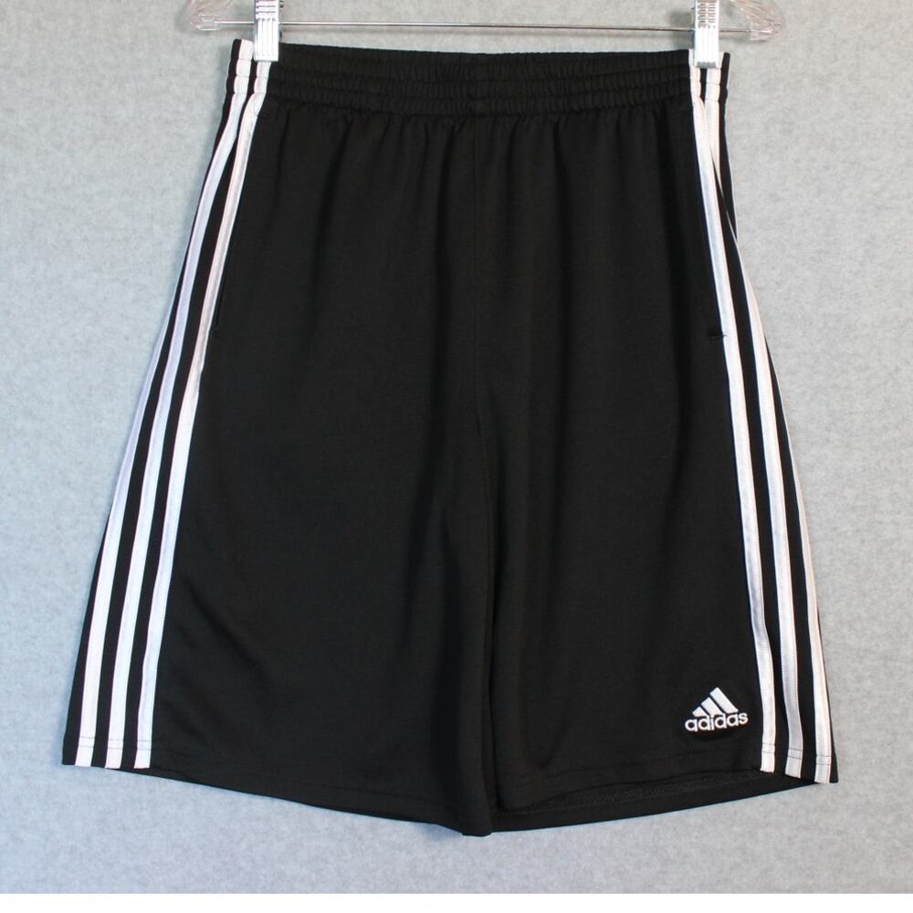 Adidas Boys Black White 3-Stripe Athletic Shorts XL‎ 18/20 Recycled Polyester